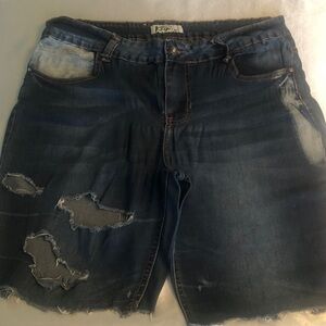 Blue Distressed Denim Shorts